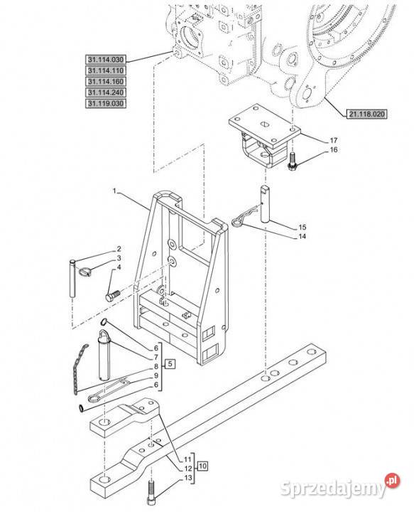 Holland T6090 T6070 Zaczep 42mm hd 311mm l Jastrzębniki