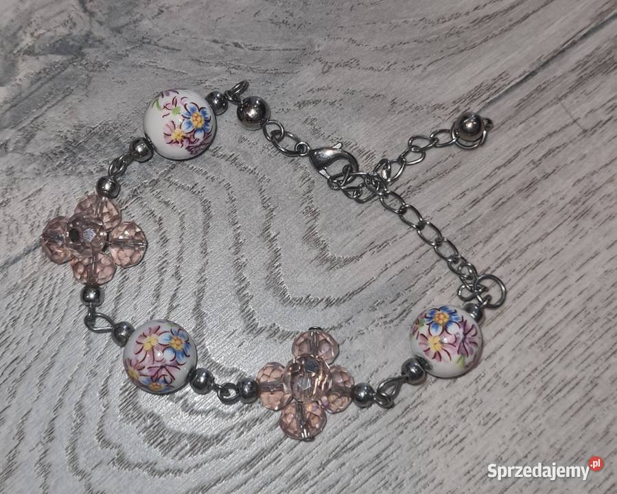 Bransoletka damska koraliki róż Łódź sprzedam