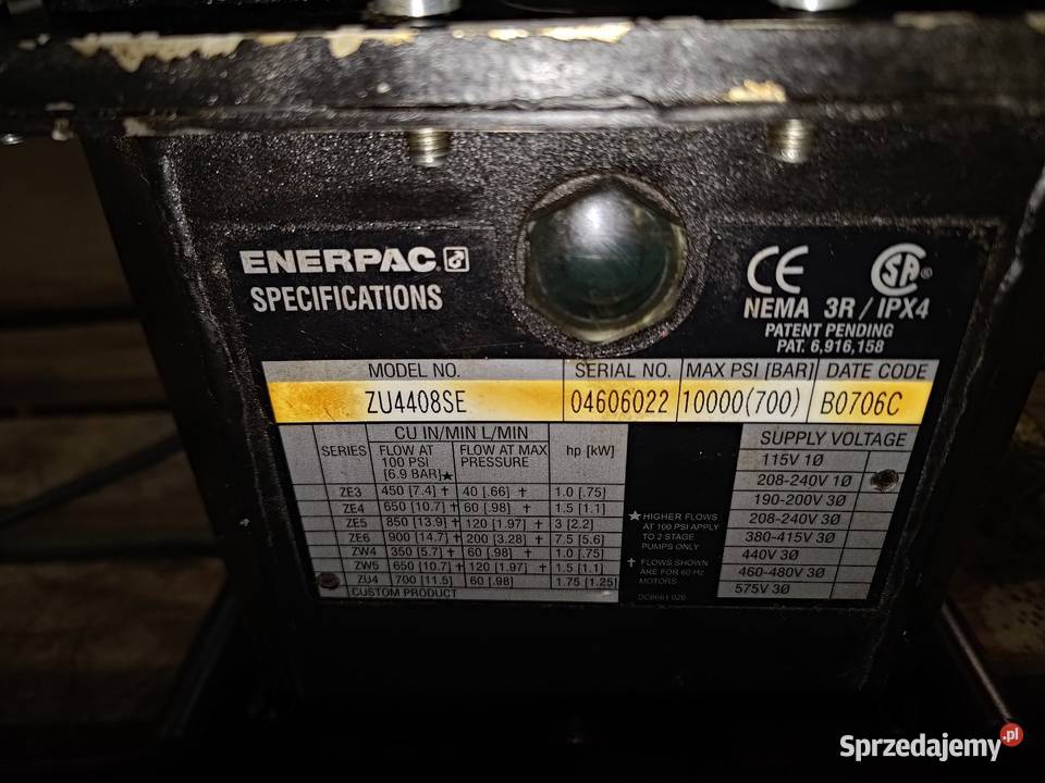 Pompa ENERPACK ZU4408SE do napędu narzędzi Pabianice