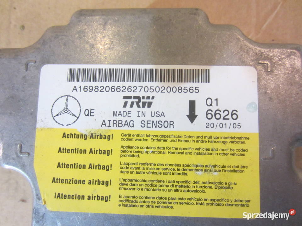 Moduł sensor airbag A1698206626 mercedes a klasa Szczecin sprzedam