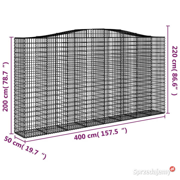 Łukowaty kosz gabionowy 400x50x200220 sprzedam