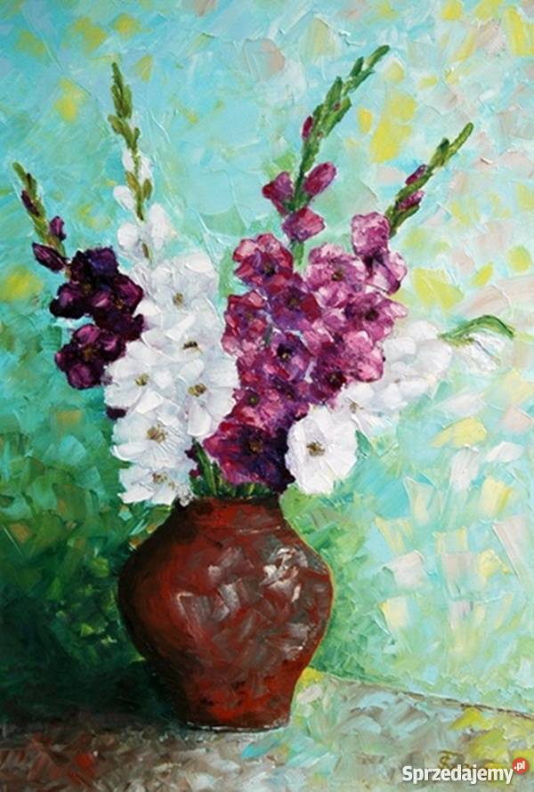 Obraz olejny Mieczyki wielokolorowy Dekoracje i ozdoby Lublin