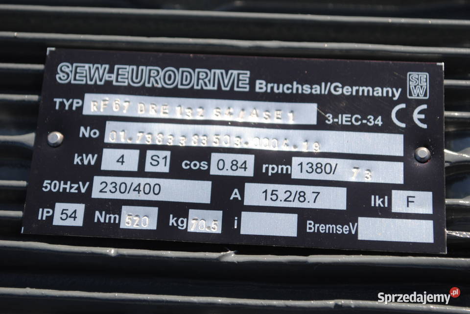 Motoreduktor kołnierzowy 4kw 73obrmin Firmy SEW lubuskie Kargowa