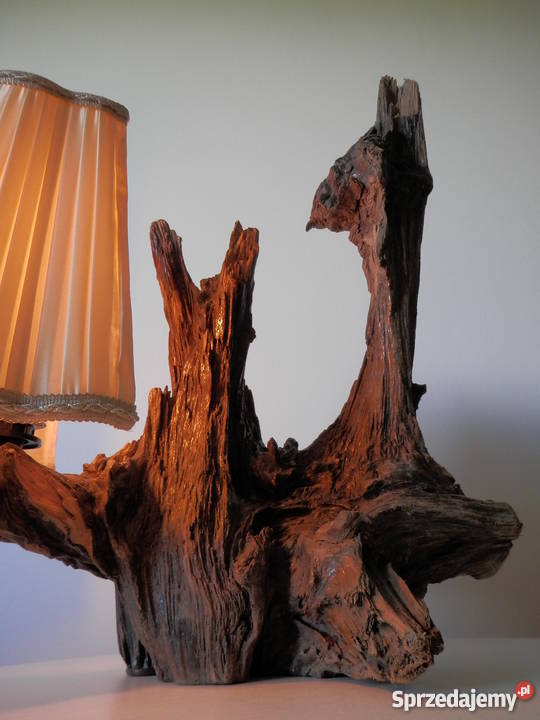 Lampa wykonana ze skamieniałego drewna unikatowy zachodniopomorskie