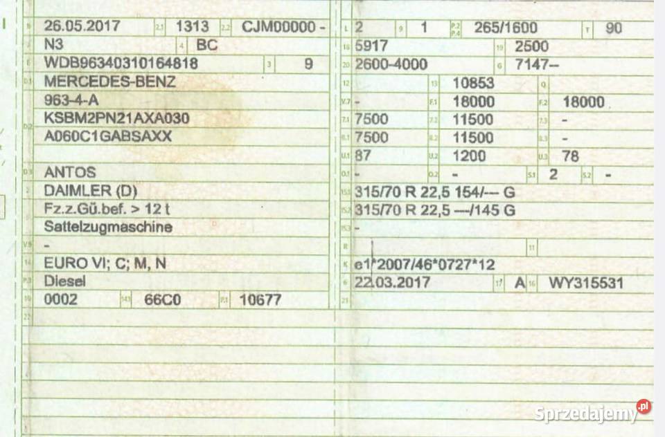 NA SPRZEDAŻ MERCEDESBENZ ANTOS 1836 sprzedam