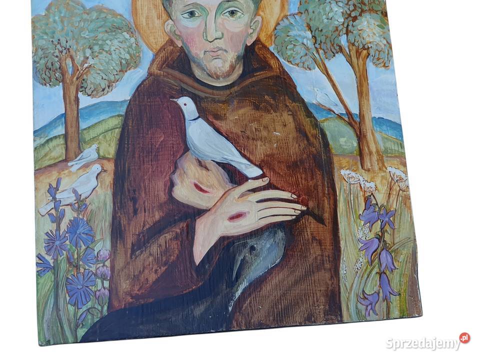 Stary obraz Święty Franciszek z Asyżu Anna śląskie Cieszyn