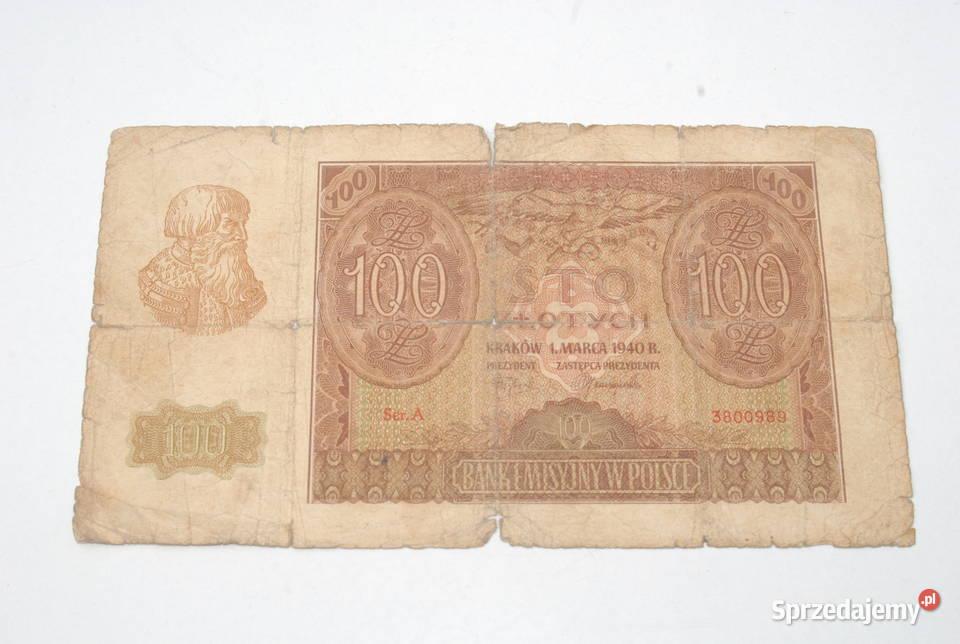 Stary banknot 100 złotych Polskich 1940 unikat Cieszyn