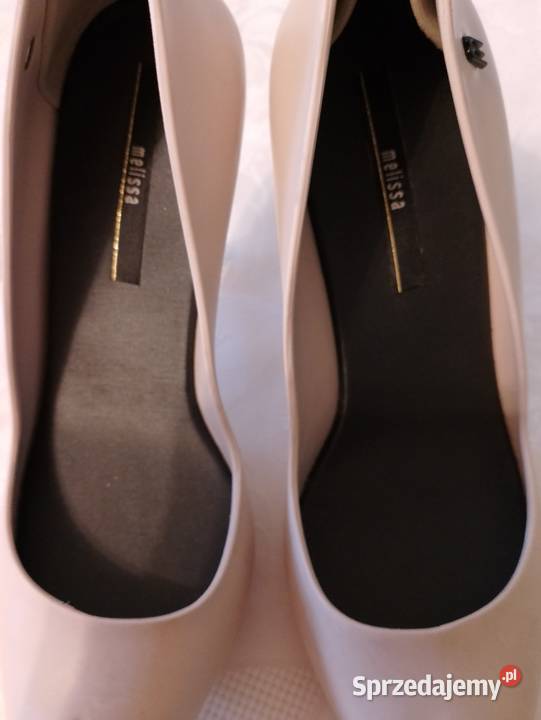 Szpilki MELISSA beżowe peep toe ozdobne czarne Oborniki