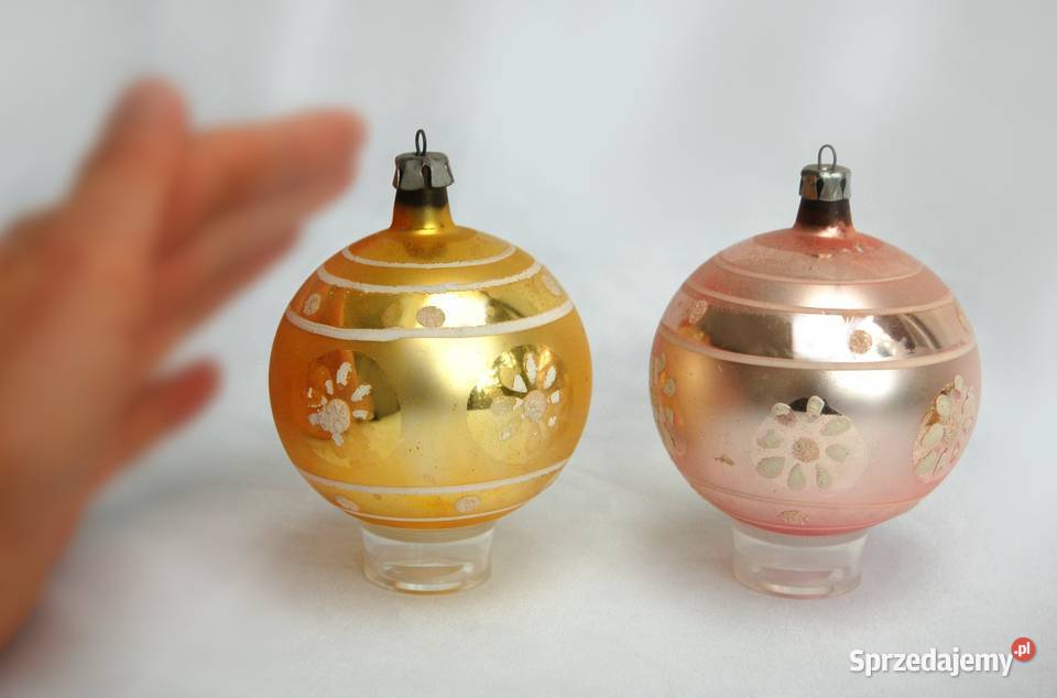 Stare bombki szklane 2 ręcznie malowane różowa Lublin sprzedam