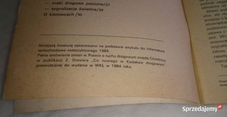 Zmiany w przepisach ruchu drogowego Z Drexler Rok wydania 1984 Czeladź sprzedam