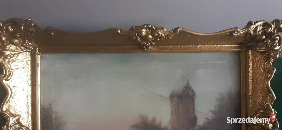 Obraz akwarela zlota rama Łódź