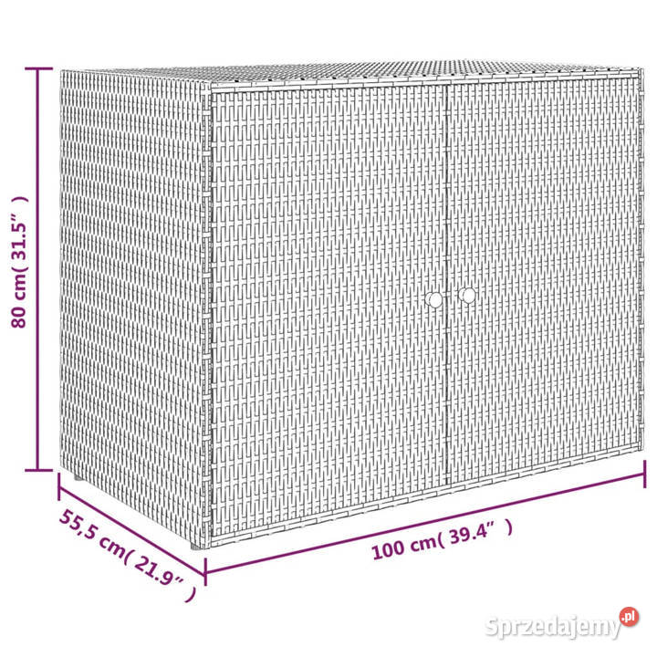 Szafka ogrodowa szara 100x555x80 rattan PE