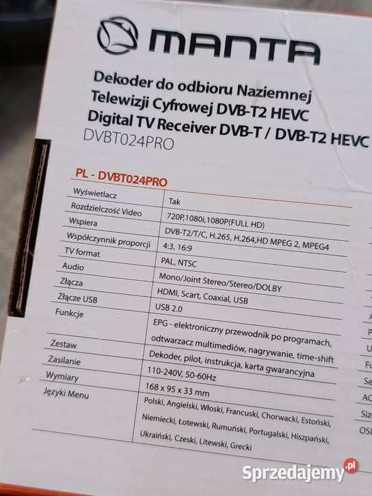 dekoder naziemnej telewizji cyfrowej Manta Poznań
