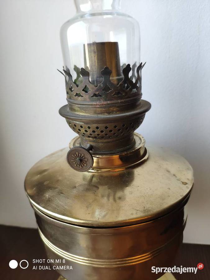 Stara mosiężna pucharowa lampa naftowa XIX w