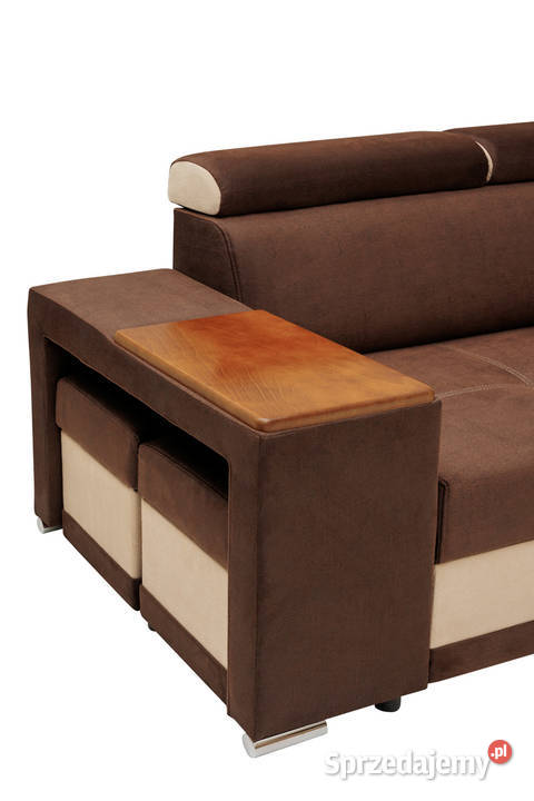 Narożnik Brązowy Duży z Funkcją Spania SEBASTIAN Kraśnik