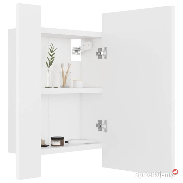 Szafka łazienkowa z lustrem i LED biała 40x12x45 mazowieckie Warszawa