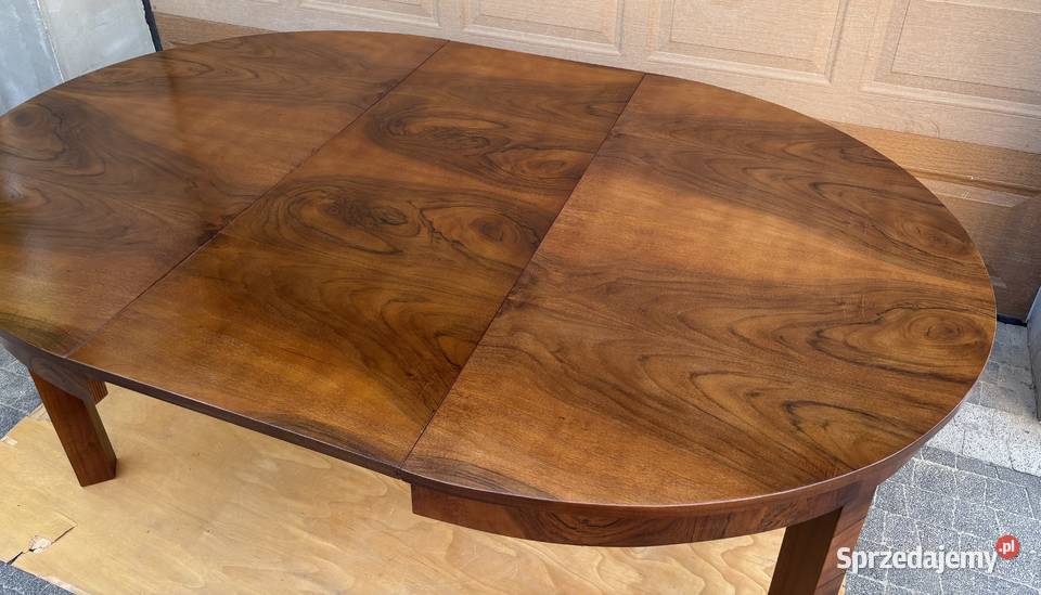 Stół Owalny Orzech 137x120 ART DECO Rozkładany mazowieckie Warszawa sprzedam