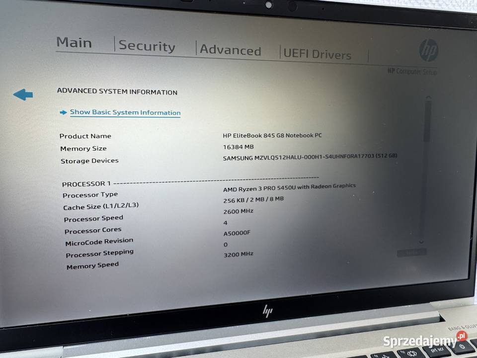 Laptop HP G8 845 AMD ryzen 3 Pro 5450U 16GB RAM Kraków