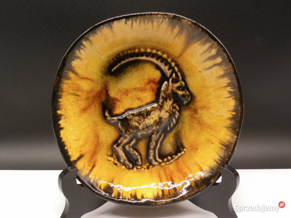 Unikatowa ceramiczna patera vintage KOZIOROŻEC wielkopolskie Raszków