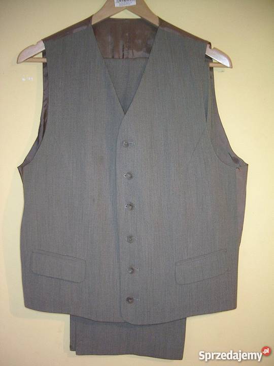 Garnitur oliwkowy z kamizelką 1829686 zielony Rzeszów