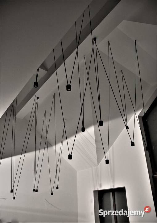 salon z antresolą długa lampa wisząca LUKLIGHT Rzeszów