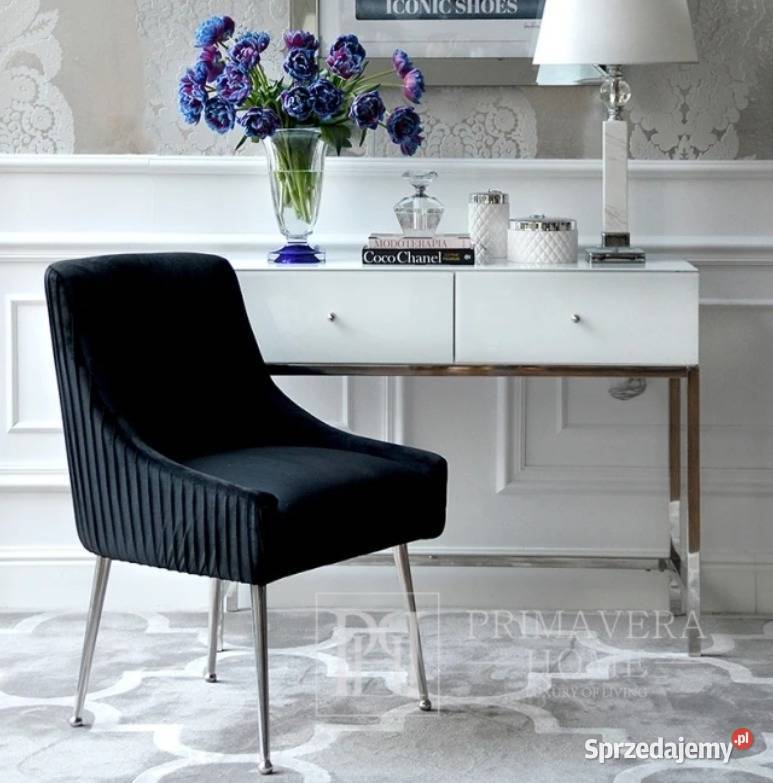 Krzesło tapicerowane glamour do jadalni salonu 66cm