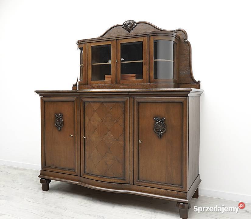 Dębowy kredens z lat 20tych w stylu secesyjnym Jerka