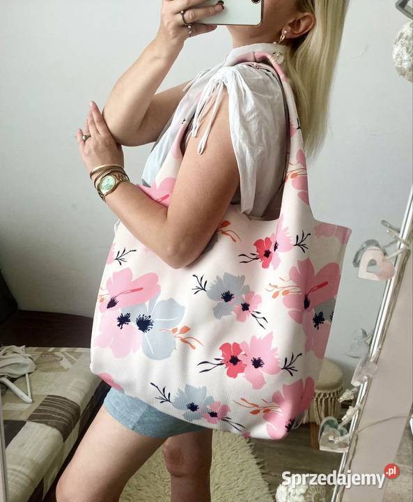 Torba Damska w kwiaty duża letnia na ramię Dla kobiet Ostrów Wielkopolski