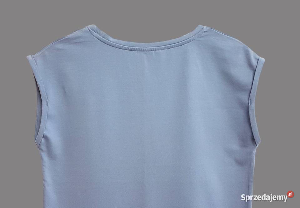 Damska bluzka bawełniana niebieska z krótkim Chrzanów