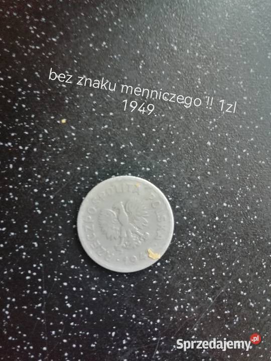 Moneta bez znaku menniczego 1Zl 1949r aluminiowa dolnośląskie sprzedam