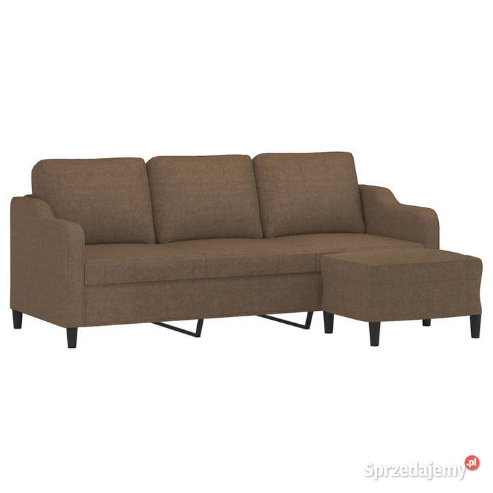 3osobowa sofa z podnóżkiem brązowy 180 tkaniną