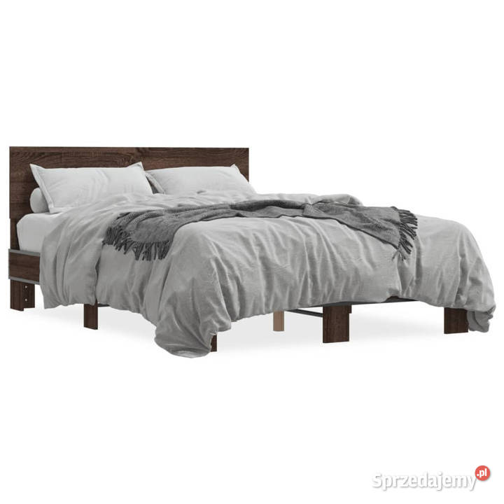 Rama łóżka brązowy dąb materiał drewnopochodny 81cm Łóżka