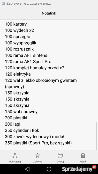 Ślimak napędu AF1 125cc Aprilia Rs Części Okazja Graboszyce