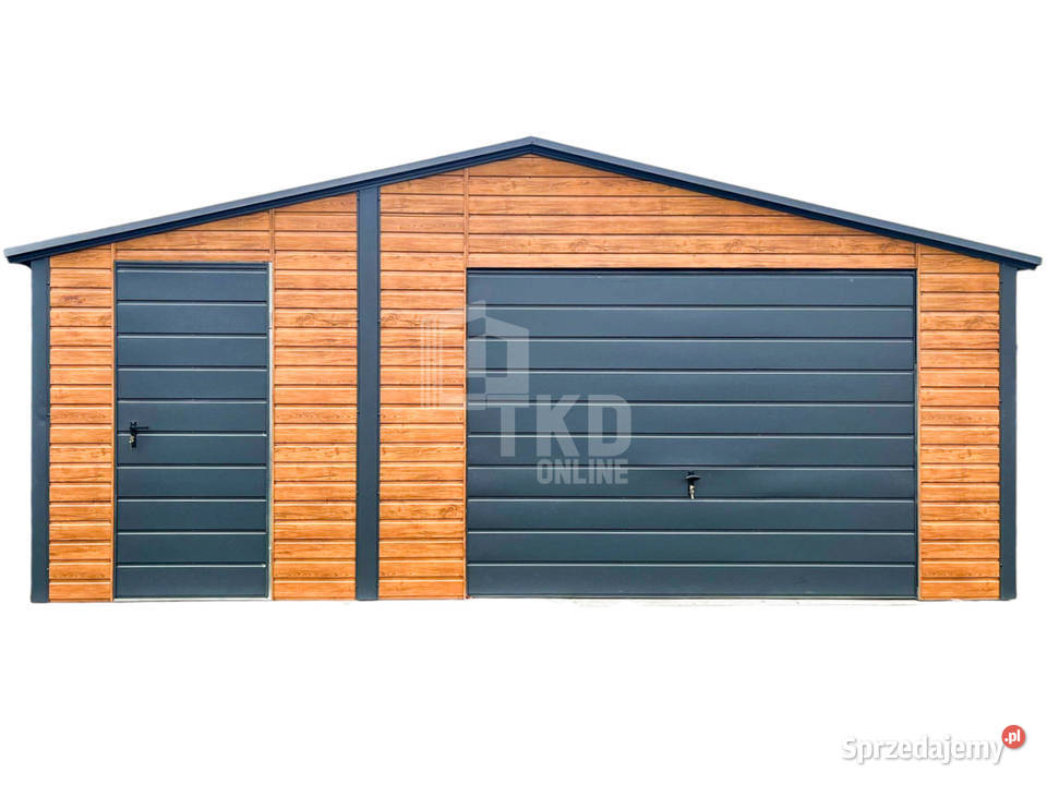 Garaż Blaszany 6x6m Brama uchylna Drzwi 3x okno Piła