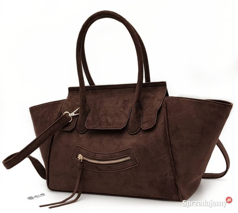 Torebka Zamszowa Eko Czekoladowa Shopper Warszawa