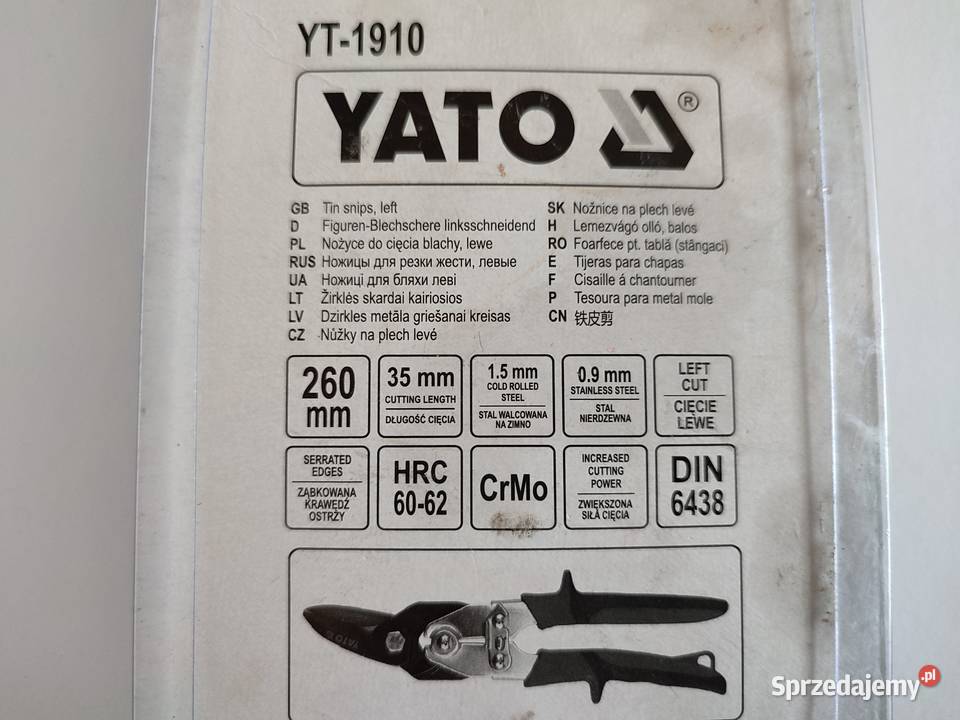 NOŻYCE DO CIĘCIA BLACHY LEWE 260 MM YT1910 Warszawa