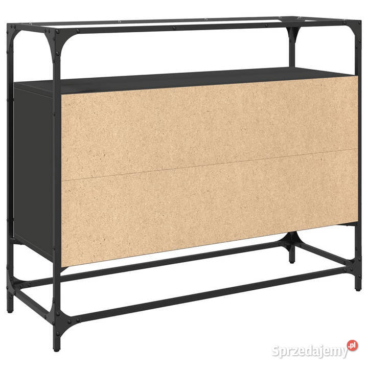 Szafka boczna ze szklanym blatem czarna 98x35x81
