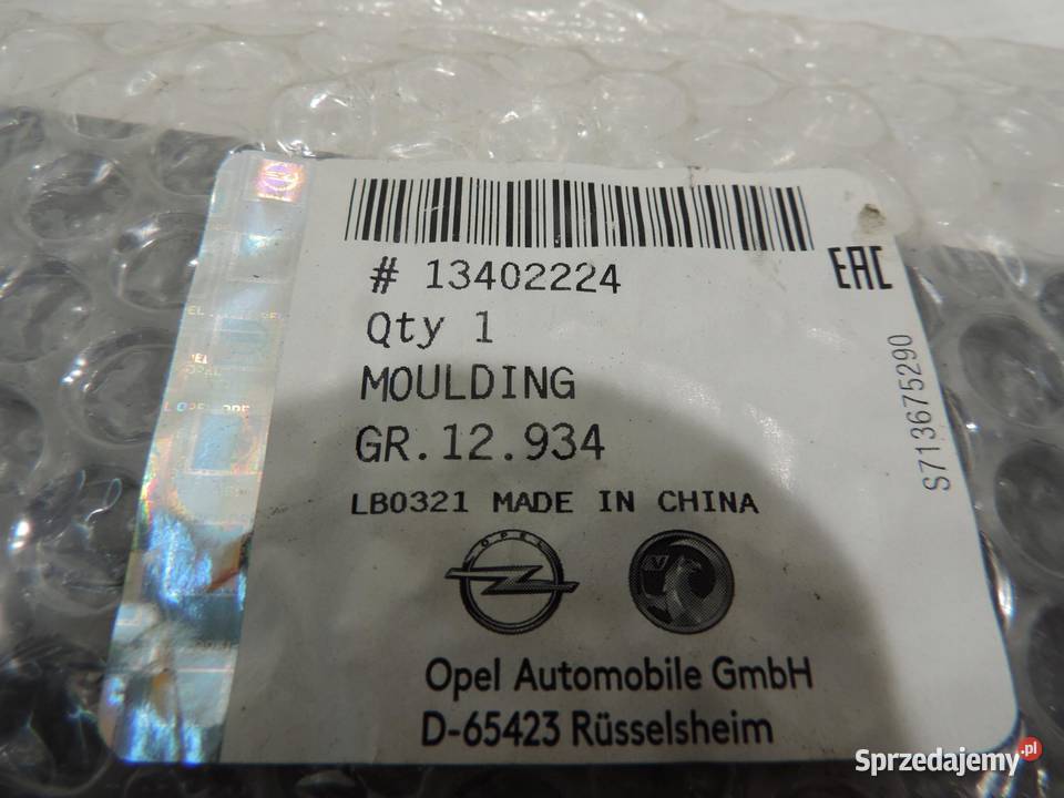 OPEL ASTRA J IV LISTWA SŁUPKA DRZWI PRAWY TYŁ osobowe Drzwi