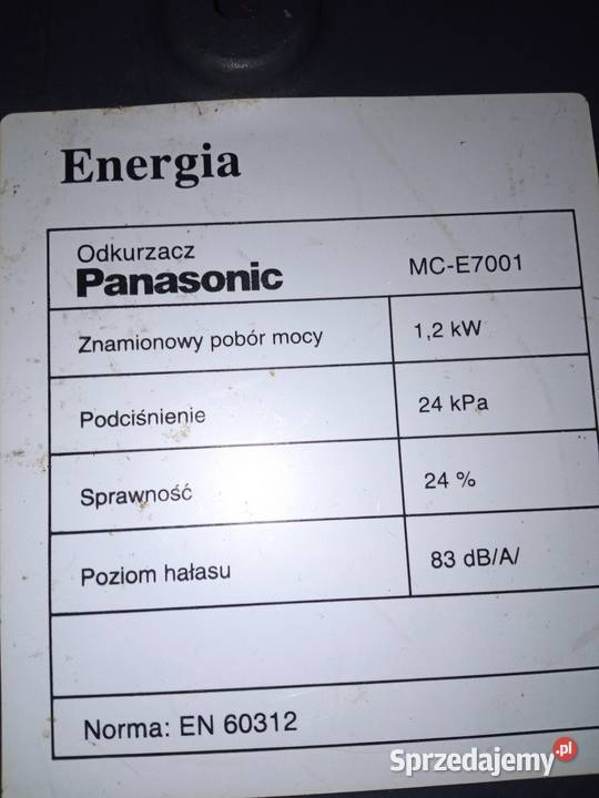 Odkurzacz workowy PANASONIC MCE7001 Warszawa sprzedam