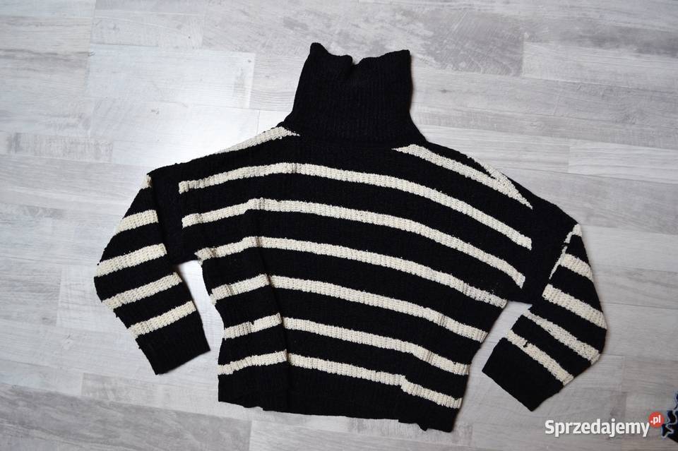 Sweter golf w paski czarnobiały sweterek M Toruń