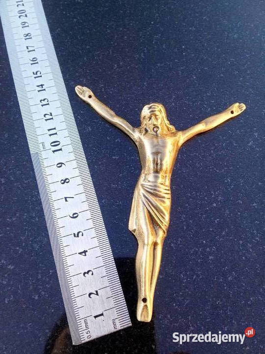 Wizerunek Jezus Chrystus mosiądz krzyż Pozostałe Dom i Ogród Strzegowo