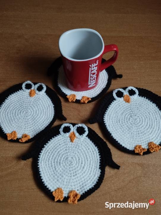 podkładki pod kubeczki pingwiny handmade Sulechów