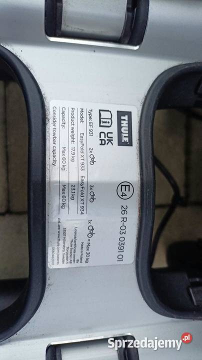 Bagażnik na hak Thule EF XT 934 BLACK 3 rowery śląskie
