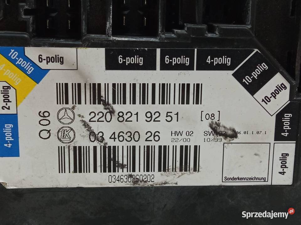 PRZEŁĄCZNIK FOTELA 2208219251 MercedesBenz Rok produkcji 2001 sprzedam