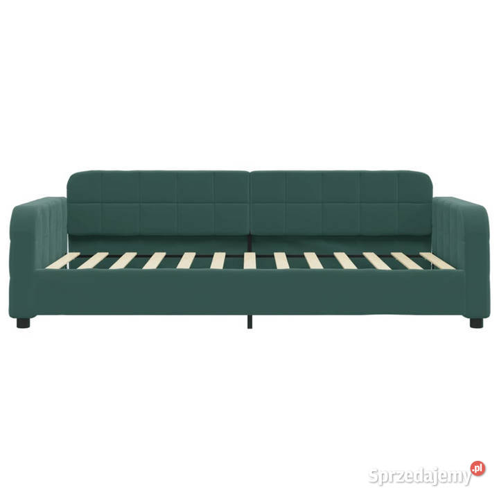 Sofa z materacem do spania ciemnozielona aksamit Łóżka