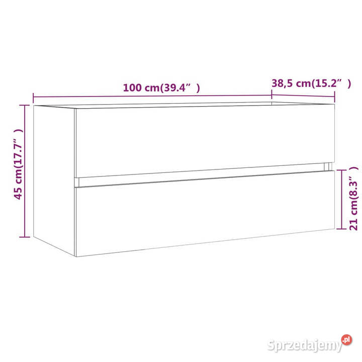 Szafka pod umywalkę przydymiony dąb 100x385x45 Warszawa