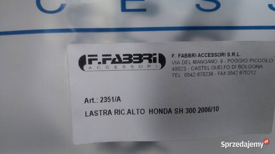 SZYBA OWIEWKA FFABBRI Honda SH300 SH 300 0610r Bielsk Podlaski