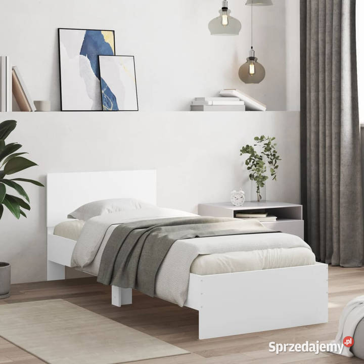 Rama łóżka z wezgłowiem i LED biała 90x190 Warszawa