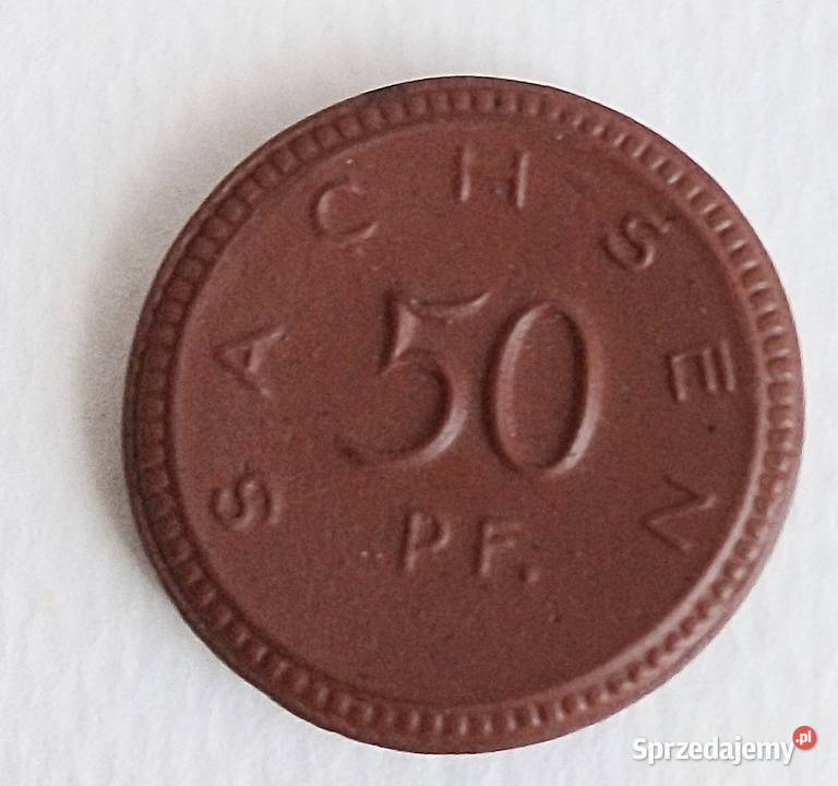 50 PFENNING1921 r SACHSEN PORCELANA ŁADNA RZADKA Numizmatyka mazowieckie