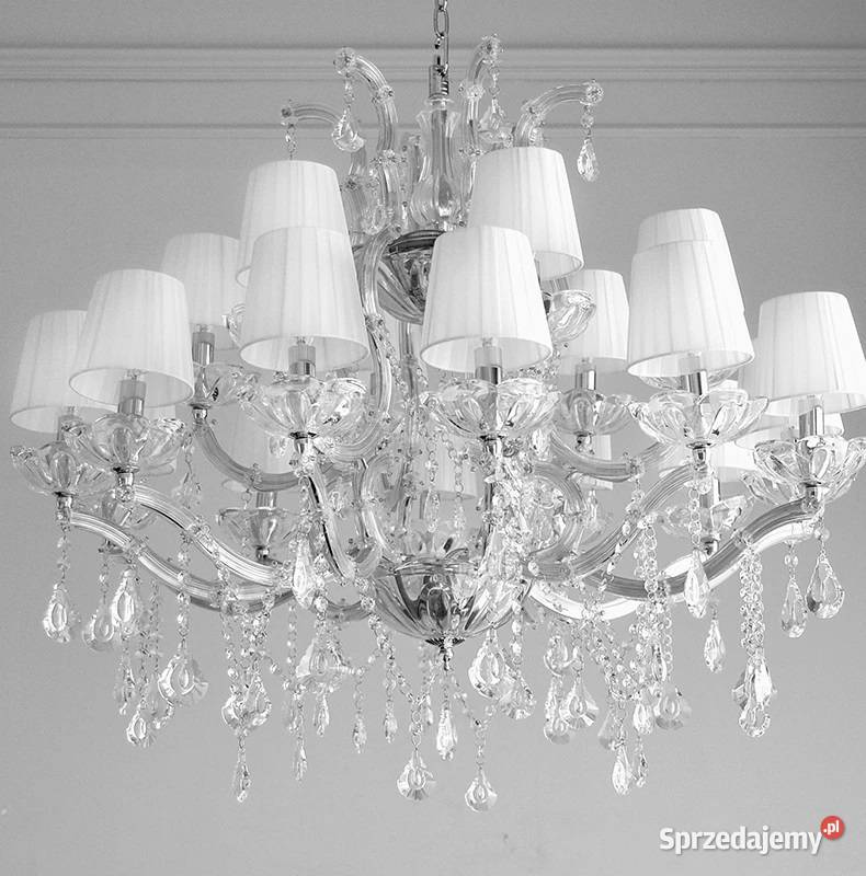 Żyrandol glamour srebrna lampa wisząca z